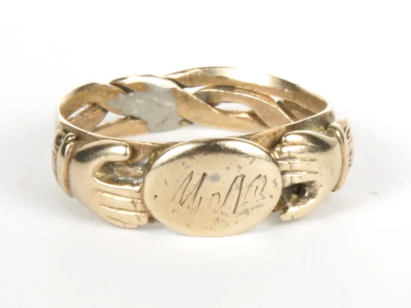 Gimmel-Ring, gold, schräge Ansicht von vorne
