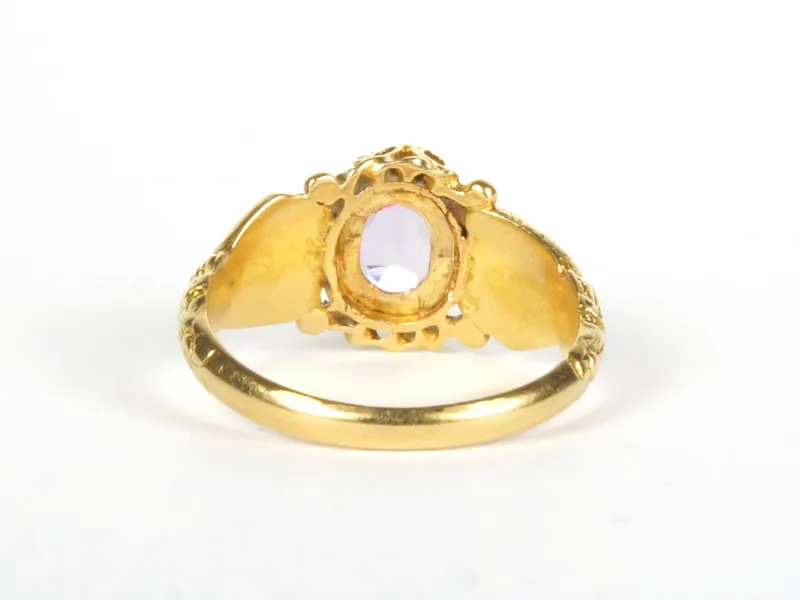 Fede-Ring, Gold mit Amethyst, von hinten