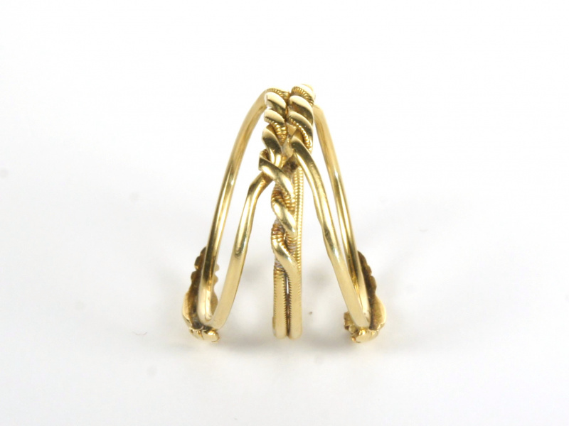 Gimmel-Ring, gold, aufgegklappt